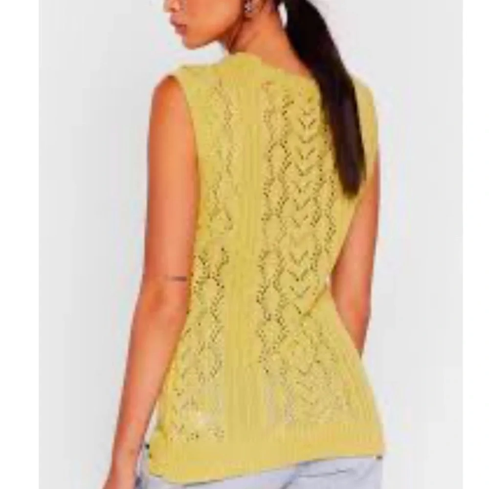 Nasty Gal Pointelle Knit Sweater Vest Clueless Preppy Green Sleeveless Medium